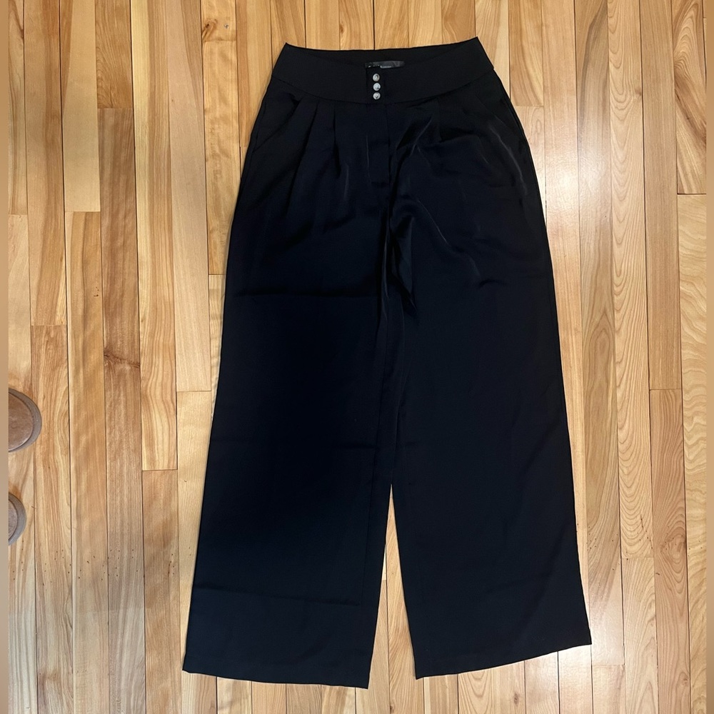 Celmia Collection Satin Black wide leg pant